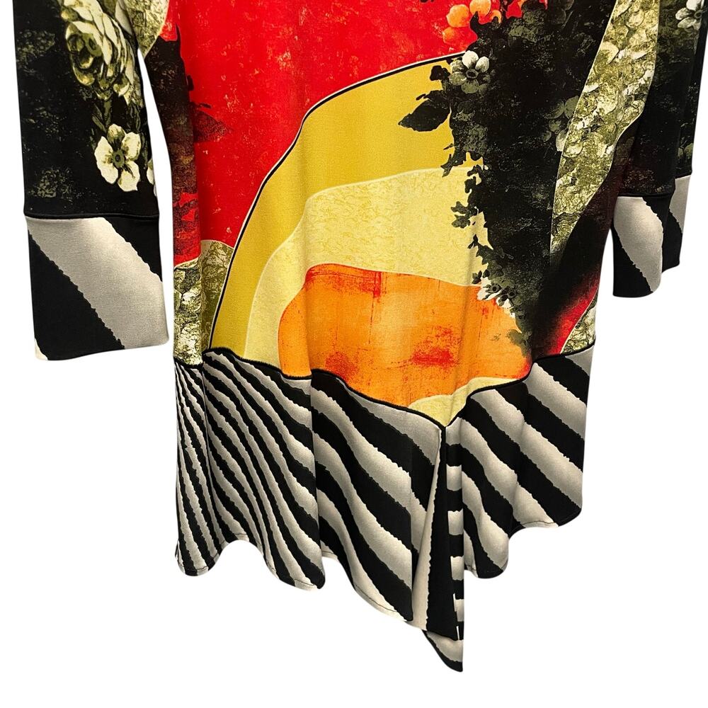 Eva Varro Abstract Mixed Print Asymmetric Spandex… - image 2